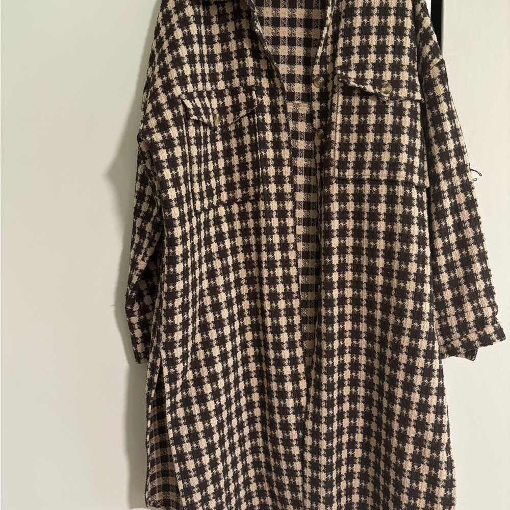 Vici Black and Cream Checkered Button Down Shirt